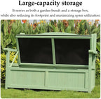 48.8in Wooden Outdoor Storage Bench with backrest, Patio Garden Bench 2-Seater, Weatherproof Storage Box Bench for Backyard, Porch, Terrace, Garden (Natural, Wood)