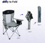 Camping Chairs Portable Folding Lightweight Outdoor Lawn Chair for Adults with Cooler Bag, Cup Holder and Side Pocket for Camping, Beach, Sports, Hiking, Fishing, Gray Black
