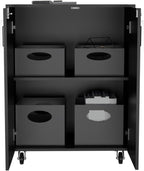 Storage Cabinet Lions, Double Door and Casters, Black Wengue Finish