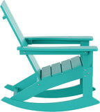 HDPE Shoreside Modern Rocking Poly Adirondack Chair (Set of 4),Turquoise