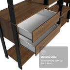 Madesa Kitchen Pantry Storage Rack with 4 Drawers, Open Shelves and Hanging Spaces 102" L Multiuse Modular Cabinet for Kitchen Organization - Black/Brown