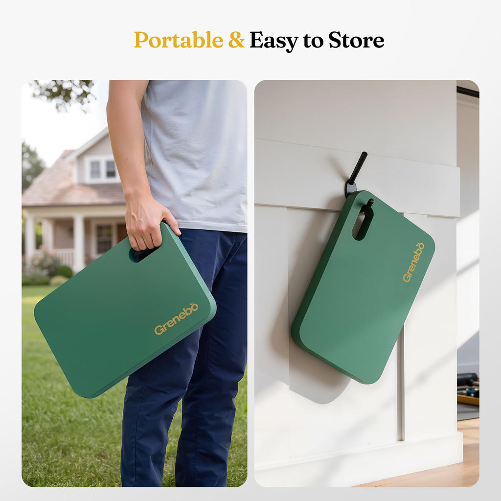 Grenebo 2-Pack Kneeling Pads, Extra Thick NBR, 17.3 x 11 x 1.6 in, Green