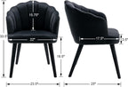 Velvet Dining Chairs Set of 4 Modern Living Room Chairs with Petal Back & Wood Legs Comfy Upholstered Side Chair Accent Chair for Dining Room/Bedroom/Vanity, Black