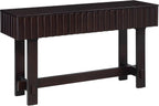 Knocbel Fluted Console Table with 3 Storage Drawers, Farmhouse Mid Century Sofa Table with Solid Wood Legs for Entryway Living Room, 52" W x 15" D x 30" H, Espresso