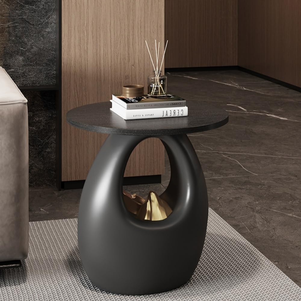 Round Side Table, Nightstand, Stylish Sofa Accent Table, Suitable for Living Room, Bedroom, Balcony