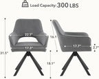 Furniliving Modern Swivel Dining Chairs Set of 2, Upholstered Chenille Dining Room Chairs with Thicken Cushion, 360° Rotating Kitchen Chairs with Metal Legs for Dining Room