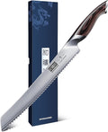 Bread Knife 10 inch, Japanese High Carbon Stainless Steel Serrated Bread Knives, Professional Bread Cutting Knife for Homemade Bread