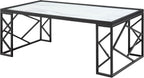 3pc Tables Set with Tempered Glass Top and Black Metal Frame | Includes 3-piece set with white marble-print tempered glass tops