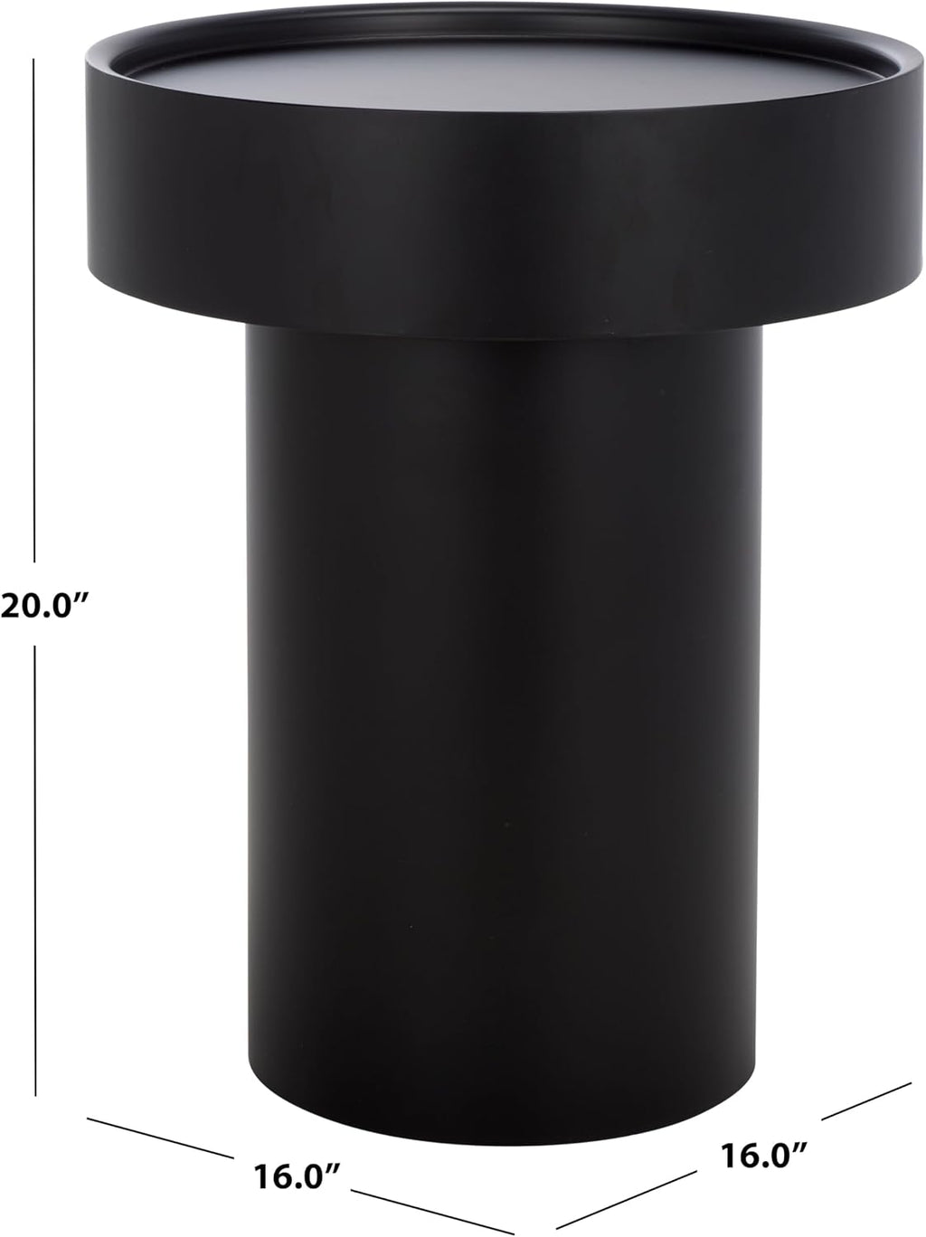 SAFAVIEH Home Collection - Avony Modern Side Table, Black Metal Round Pedestal Accent Table, Fully Assembled (ACC5505A)