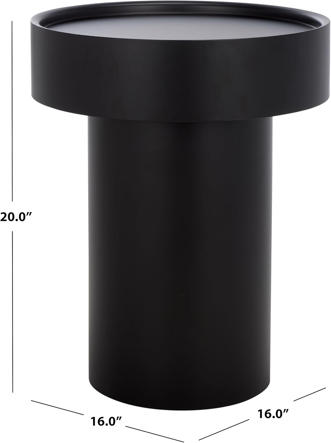 SAFAVIEH Home Collection - Avony Modern Side Table, Black Metal Round Pedestal Accent Table, Fully Assembled (ACC5505A)