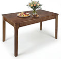 55" Solid Wood Dining Room Table for 4-6,Modern Farmhouse Rectangular Kitchen Real Wooden Table,Mid Century Fluted Design Large Furniture Desk for Home,Apartment,Living Room Walnut