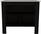 Kitchen Island with Four Legs and Three Shelves - Black/Ibiza Marble | Three shelves and four legs provide functional storage and support