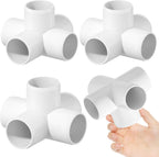 4PCS 1-1/2Inch Elbow PVC Fitting, 5-Way Heavy Duty PVC Pipe Fitting, Furniture Grade PVC Fitting Connector Corner Fitting for Water Supplies Build PVC Furniture DIY Garden Shelf Greenhouse