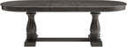 Mid-Century Modern Wooden Dining Table Extendable Oval Dining Table with 18" Leaf and Heavy Duty Column Legs, 76-inch Oversized Oval Wood Diningtable
