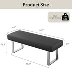 JIEXI 45.3" Indoor PU Leather Upholstered Footstool Bench with Metal Legs | Thick Cushion, Strong Silver Legs, Great for Entryway, Kitchen, Plant Stand, Bedroom Living Room Window