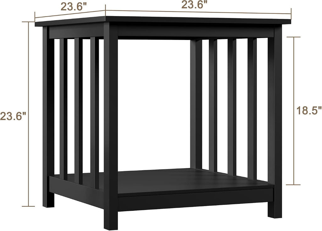 Treocho Large End Tables Living Room Set of 2 with Storage Shelf
