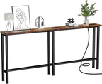 Keelian 78" Narrow Console Sofa Table with Power Outlets & 2 USB Ports | Metal Frame, Perfect for Hallway, Office, and Behind Couch Table - Easy Assembly, 4.9" Extension Cord Included