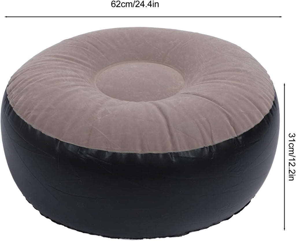 Inflatable Stool Ottoman Footrest, All Weather Foot Rest Indoor or Outdoor Use, Portable Flocking Inflatable Stool Ottoman Pouf Footstool for Home Patio Garden, Camping, Travel