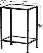 Side Tables Set of 2,Tempered Glass End Tables, 2-Tier Nightstands with Open Shelves, Small Coffee Table with Modern Style, Accent Table Small Table Sofa Table for Living Room, Bedroom, Black