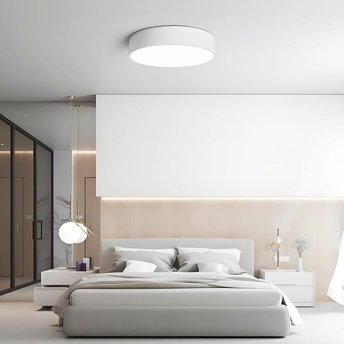 Dimmable LED Flush Mount Close to Ceiling Light Fixture,Living Room Lighting Fixtures,Modern Large Interior Round White Ceiling Lamps for Kitchen Master Bedroom,5CCT 2700K-6000K,15.74 Inch