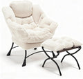 Lazy Chair with Ottoman, Modern Skinny Lounge Chair with Footrest