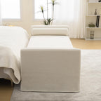 88.58" Chenille End of Bed Bench Chaise Lounge, Upholstered Bedroom Bench with Armrests & Bolster Pillows, PVC Legs for Living Room Entryway Apartment Dorm (88.58", Beige)