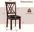 COSTWAY Set of 4 Dining Chairs, Wooden Kitchen Side Chair with PU Leather Padded Seat, Rubber Wood Frame & High Back, Farmhouse Dining Room Chairs for Home & Restaurant, Walnut