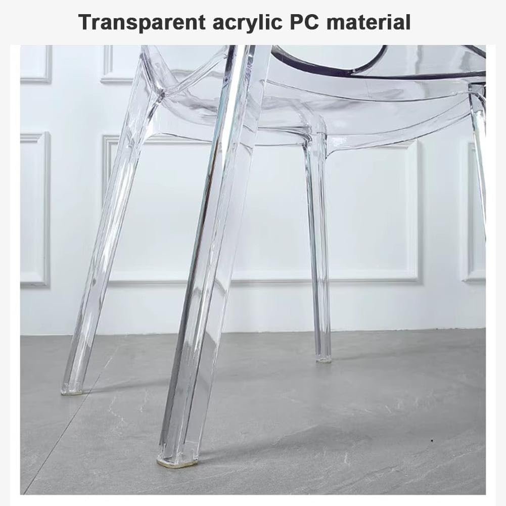 Etlegor Transparent Acrylic Dinning Chairs, Curved Backrest Kitchen Chairs Ladies Dressing Stool for Home Office, Cafe, and Wedding Events(Clear Blue)