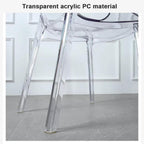 Etlegor Transparent Acrylic Dinning Chairs, Curved Backrest Kitchen Chairs Ladies Dressing Stool for Home Office, Cafe, and Wedding Events(Clear Blue)