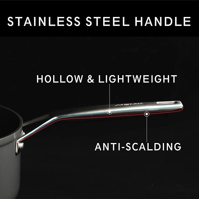 MSMK 2 Quart Saucepan with Lid, Burnt also Nonstick, PFOA Free Non-Toxic, Oven Safe to 700 ℉，Scratch-resistant, Induction Cooking Pot, for Induction, Ceramic and Gas Cooktops