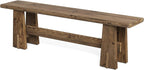 LITTLE TREE 59" Solid Wood Bench, Farmhouse Entryway Bench, Long Retro Bench for End of Bed, Dining Room, Entryway, Hallway, Living Room, Bedroom, Kitchen, Sturdy Frame Design, Rustic Brown