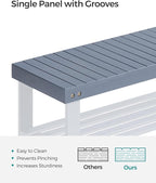 SONGMICS Shoe Rack Bench, 3-Tier Bamboo Shoe Storage Organizer, Entryway Bench, Holds Up to 286 lb, 11.3 x 27.6 x 17.8 Inches, for Entryway Bathroom Bedroom, Grey ULBS04GY