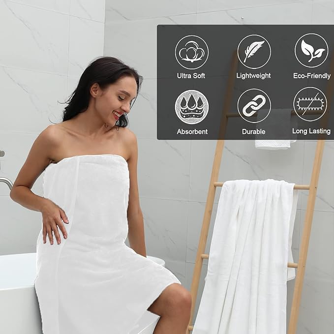 MINCHI 4 Piece Oversize Bath Towels Set, Ultra Soft Absorbent Bathroom Towel for Home and Hotel Shower Towel Oversized Bath Sheet, 35x70 Large Bath Towels 600 GSM, White