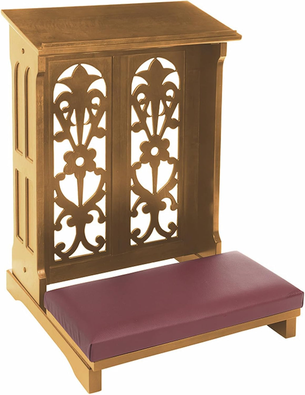 Solid Maple Folding Padded Kneeler, Oak, Sanctuary