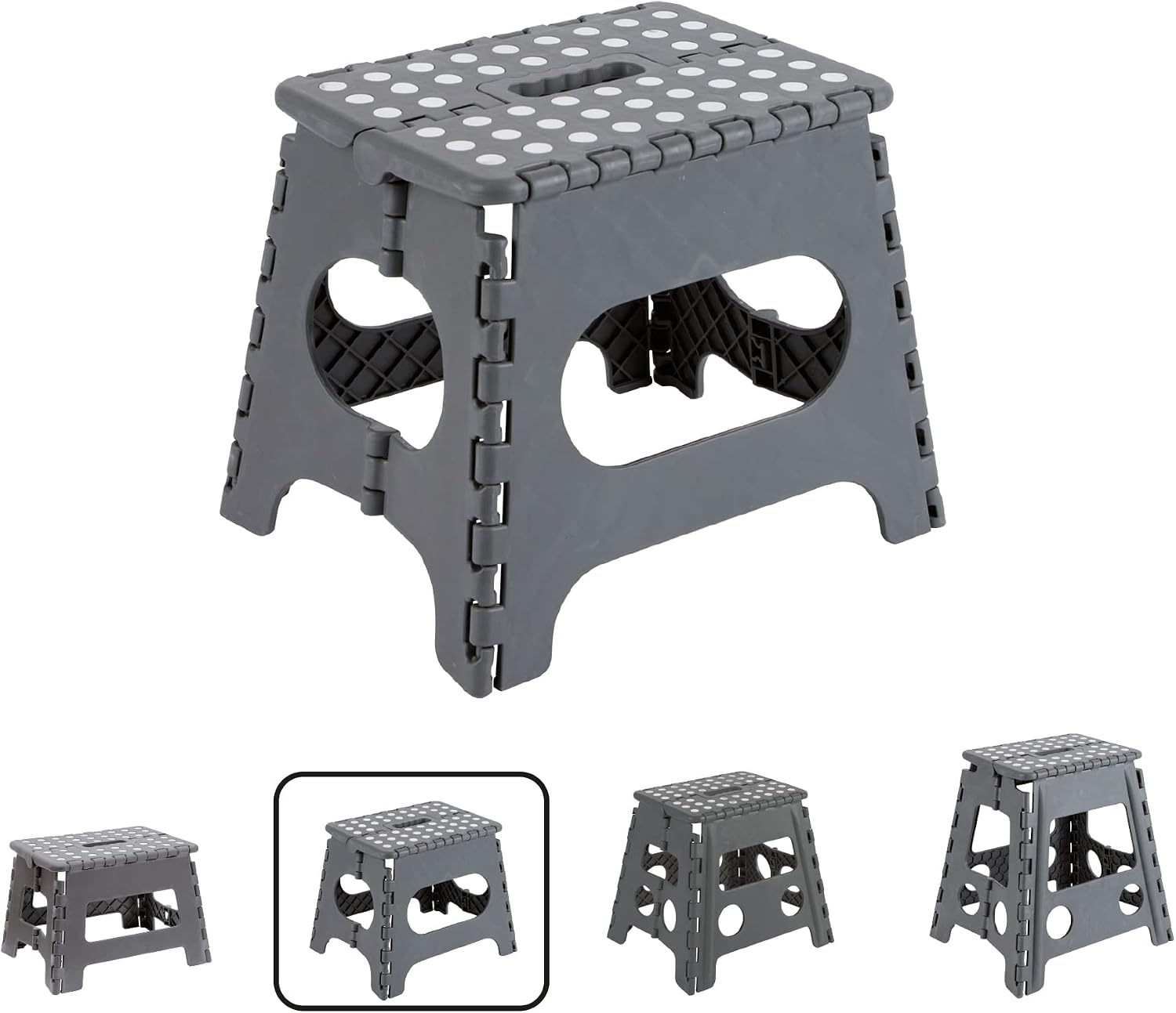 Arregui TB-027-G - Multi-purpose folding stool, 290 x 220 x 270mm, Grey.