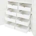 Freestanding Tall Kitchen Pantry Cabinet with 4 Doors and 2 Door Shelves,8 Pull-Out Trays and Adjustable Shelf,for Dining Room (White/F)