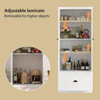 FUFU&GAGA 70.9" Tall Kitchen Pantry Cabinet with Drawer, 2 Doors & Adjustable Shelves, Pantry Storage Cabinet with Buffet Cupboard for Kitchen, Dinningroom White, 27.6”W x 13.8”D x 70.9”H