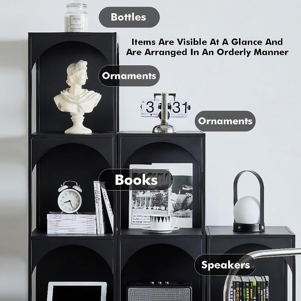 Side Table Freestanding Multi-Layer Storage Shelf Metal Bookshelf Minimalist Bookcase Display Stand for Living Room Office Home Furnishing(White,3 Tier)