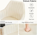 Furniliving Swivel Dining Chairs Set of 2, 360° Swivel Dining Room Chairs with Mental Legs, Mid Century Modern Kitchen Dining Room Chairs with Arms & Thickened Cushions for Kitchen, Velvet, Beige