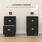 HOMCOM Vertical Filing Cabinet with 2 Drawers Lockable File Cabinet Black | Adjustable Hanging Bars, for A4 and Letter, for Home Office