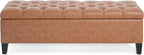 Christopher Knight Home Ottilie PU Leather Storage Ottoman Bench, Wooden Rectangular Ottoman with Storage, Bedroom End of Bed Foot Stool, Entryway Ottoman Footrest, Living Room Extra Seat, Brown