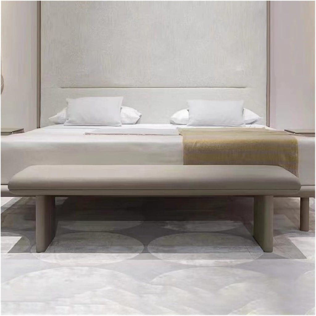 Modern Upholstered Pu Leather Bench Ottoman,Modern Tufted Long, Comfortable Footrest Stool Accent,end of Bed for Livingroom Entryway(140 * 50 * 42cm)