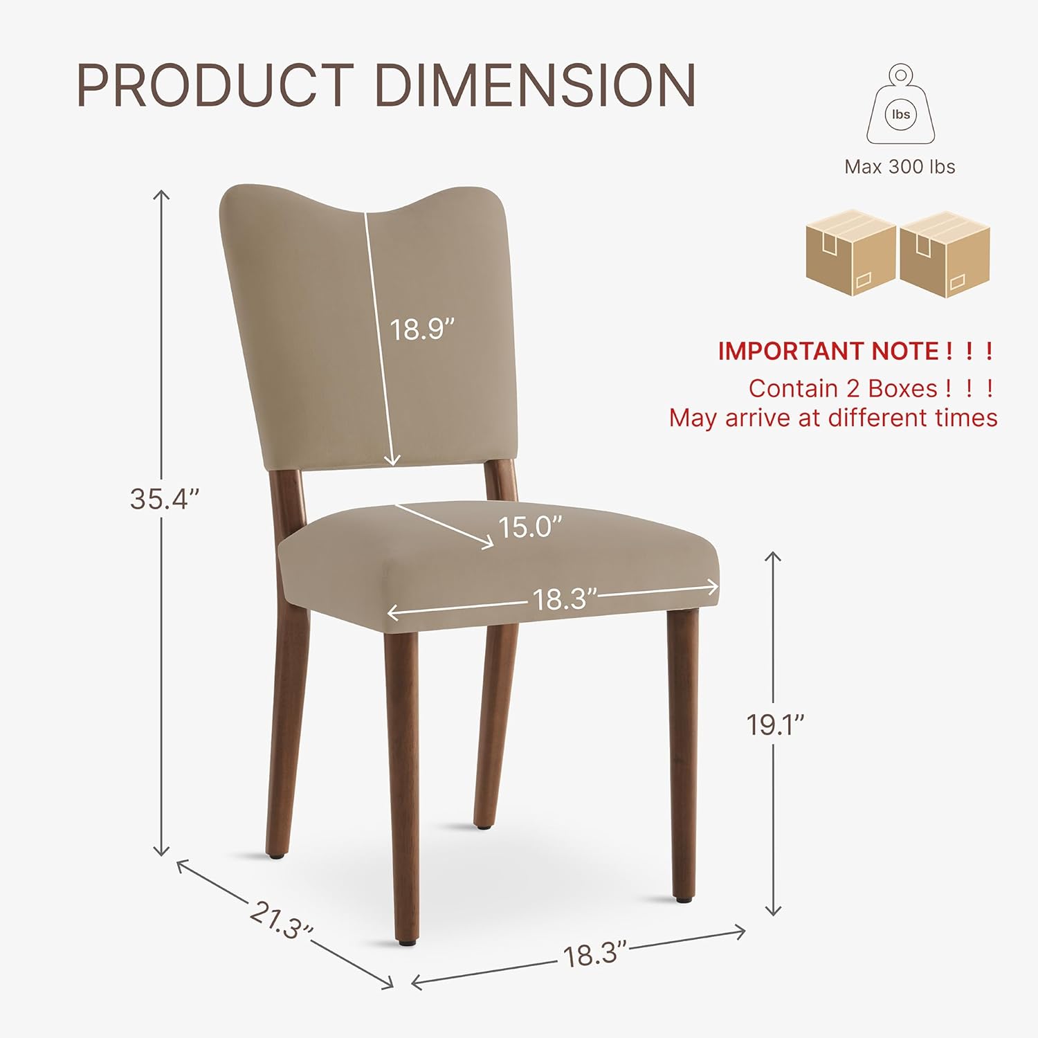KISLOT Upholstered Dining Chairs Set of 4, Modern Velvet Kitchen Chairs with Solid Wood Legs, High Back Wooden Dining Room Chairs with Dark Walnut Color Legs for Farmhouse Kitchen Dining Room, Brown