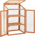 Wooden Garden Greenhouse，Wood Raised Plants Bed Raised Flower Planter Box, Garden Wood Cold Frame Greenhouse Flower Planter, Brown 23.6"x17.7"x39.4" Firwood,-680