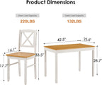 Harper & Bright Designs 5-Piece Dining Table and Chair Set for Apartment or Kitchen, Solid Rubberwood Kitchen Table Set, Space-Saving Design, Chairs Slide Under Table, Easy to Clean (Natural White)