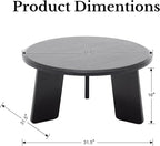 Modern Wood Coffee Table Small Desk Farmhouse Round Coffee Table Floor Table Couch Table Easy Assembly for Living Room/Office/Reception/Sofa Couch End, Black