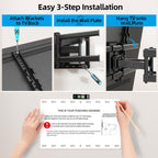 HOME VISION Full Motion TV Wall Mount for 32-85 inch TVs up to 132lbs | Max VESA 600x400mm, Fits 8”/ 12” /16” Wood Studs, TV Mount Wall Bracket with Dual Articulating Arms, Swivel, Tilt