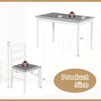Tangkula Dining Table Set for 4, Farmhouse Solid Wood Dinette Set w/Rubber Wood Legs, Compact Wooden Dining Table and Chairs Set for Kitchen, Dining Room (Grey+White)