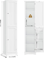 HIFIT 2 Set 71" Tall Narrow Storage Cabinet with 2 Reversible Doors, Small Kitchen Pantry Cabinet with Adjustable Shelves & Spice Rack, Slim Storage Cabinets for Bathroom, Living Room, Entryway, White