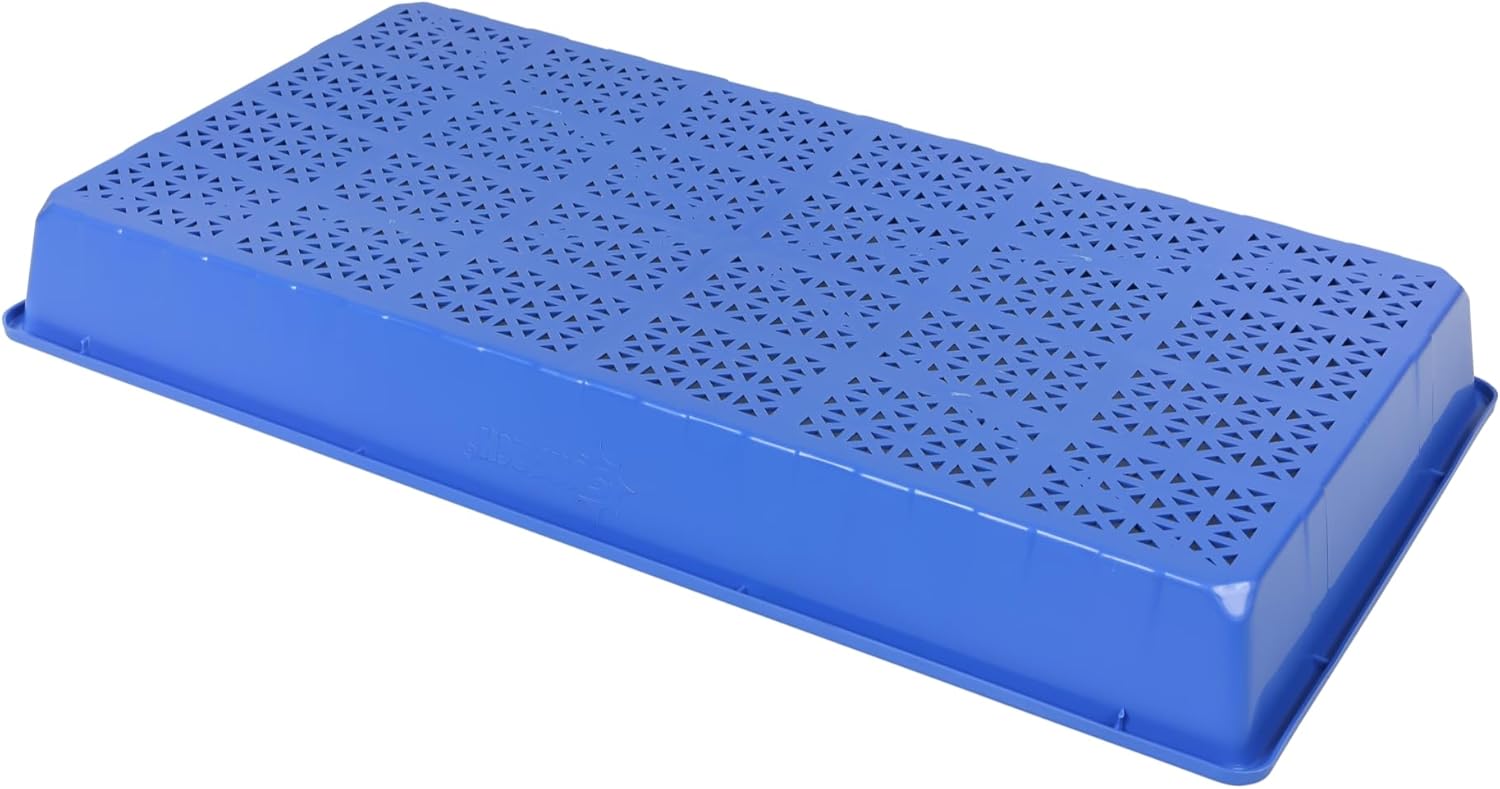 SUNPACK 10" x 20" Heavy Duty Mesh Plastic Seed Starting Tray, Blue, 2.3" (Pack of 10) - Ensures Water Drainage and Aeration, Perfect for Greenhouses or Indoor Gardening